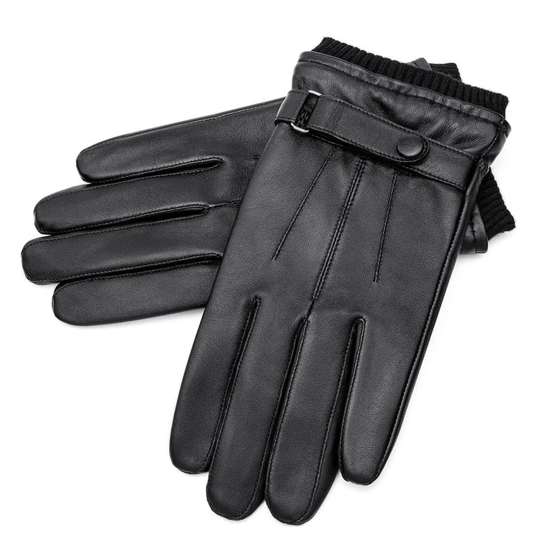 Warm Winter Leather Gloves Men's Windproof Thermal Gloves