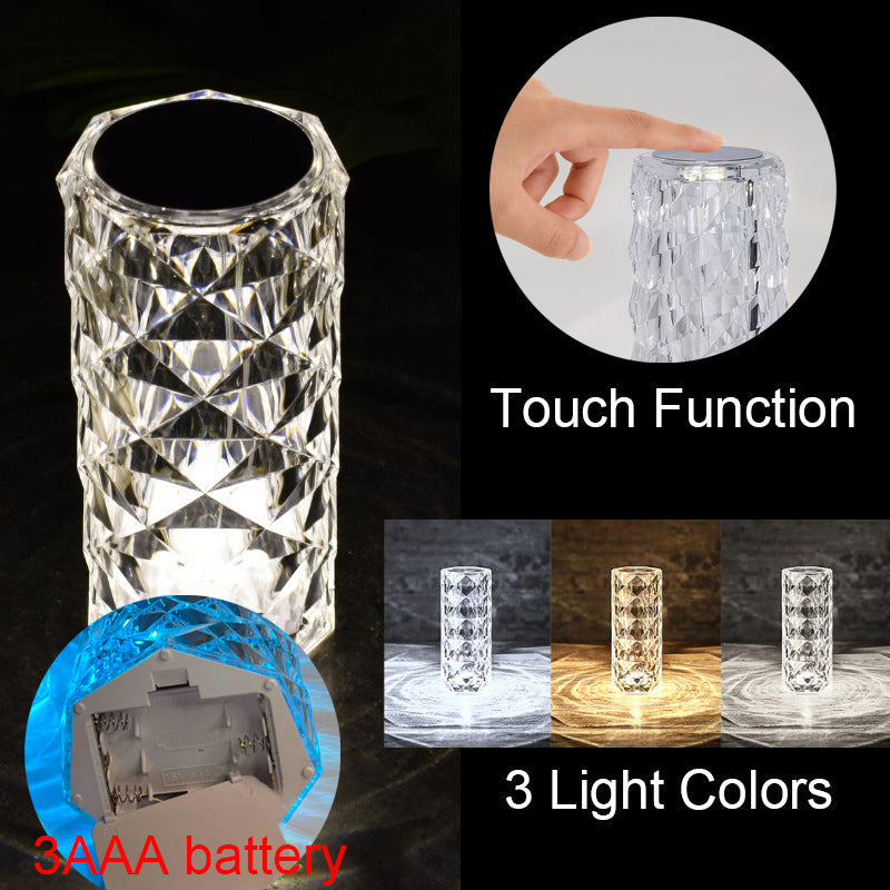 Crystal Diamond Table Lamp 16 Colors Rose Rays