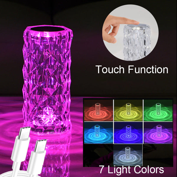 Crystal Diamond Table Lamp 16 Colors Rose Rays